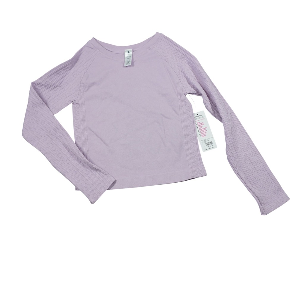 Yogalicious NEW Girl's Large Seamless Starla Long Sleeve Top Fair Orchid Purple